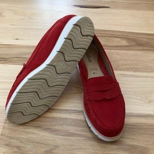 GABOR Red Optifit Platform Comfort Fit Suede Leather Loafers Moccasins